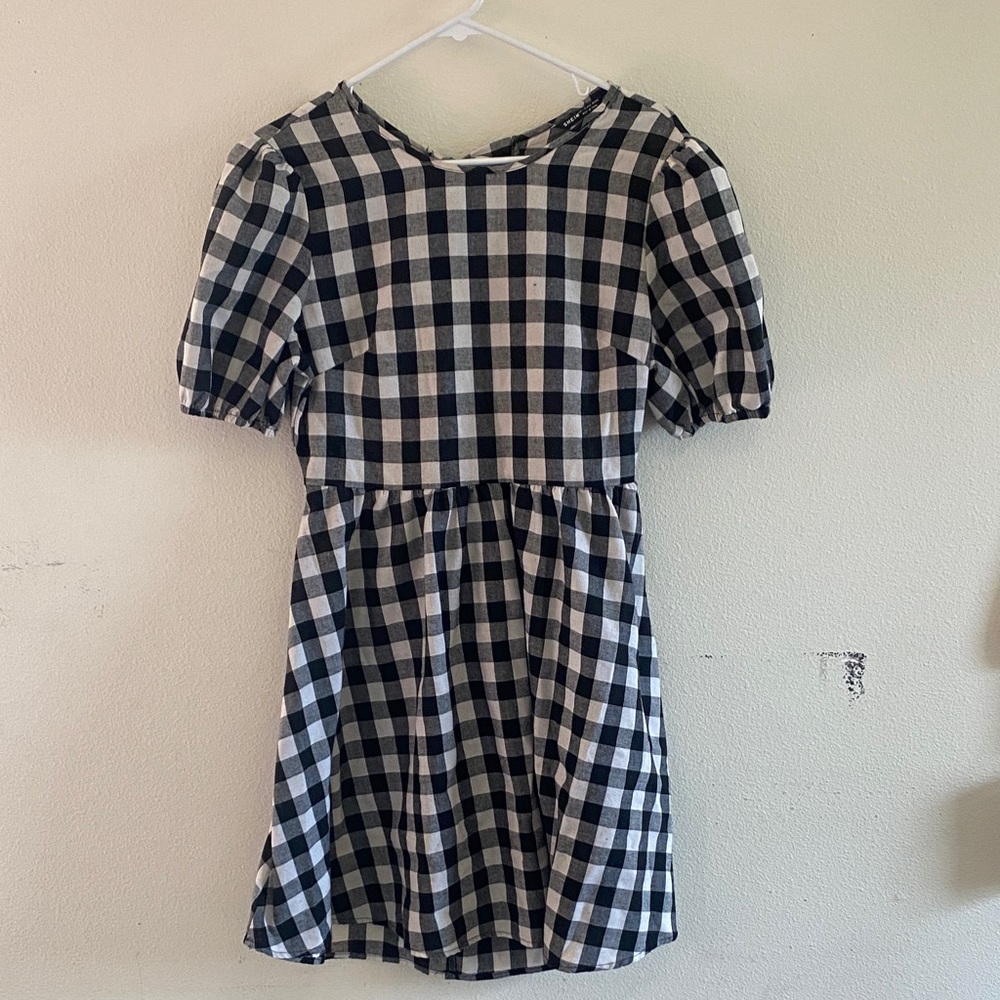 SHEIN Black and White Checkered Backless Dress Size Medium